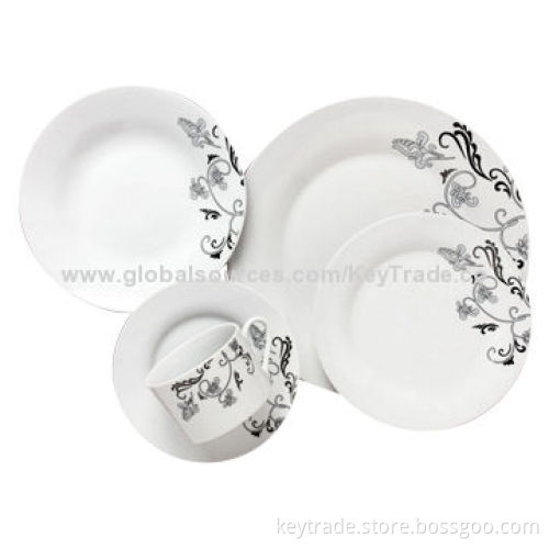 Fine Porcelain 16pcs Dinner Set in Coupe Shape, with Decal